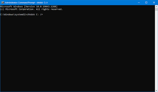 Executing the Check Disk (CHKDSK) command