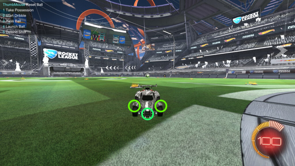 Hitting the ball from nose or corner of the car in Rocket League