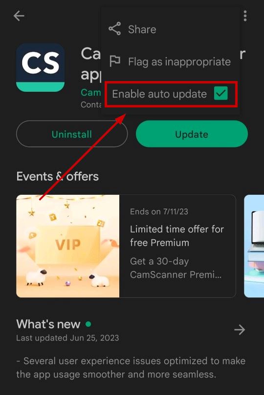 Enable auto update Play Store for Android apps
