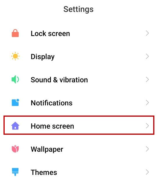Android Home screen settings