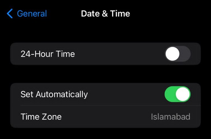 Enabling set automatically date & time option in iPhone