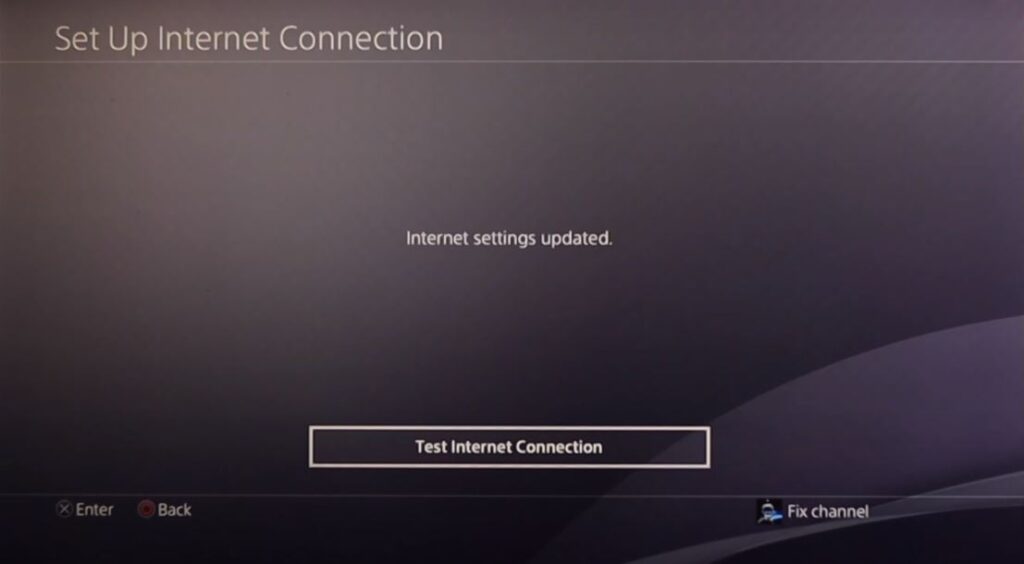 Testing internet connection in PS4